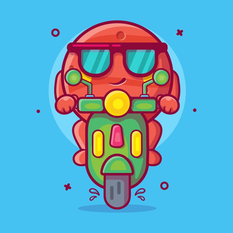 cool Mars planet character mascot riding scooter motorcycle isolated cartoon in flat style design vector