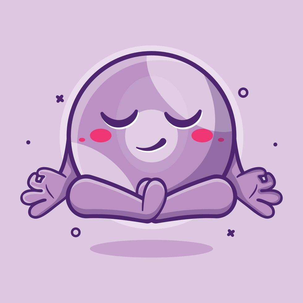 calma de billar pelota personaje mascota con yoga meditación actitud aislado dibujos animados en plano estilo diseño vector