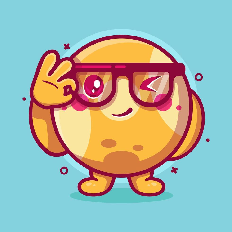 funny billiard ball character mascot with ok sign hand gesture isolated cartoon in flat style design vector