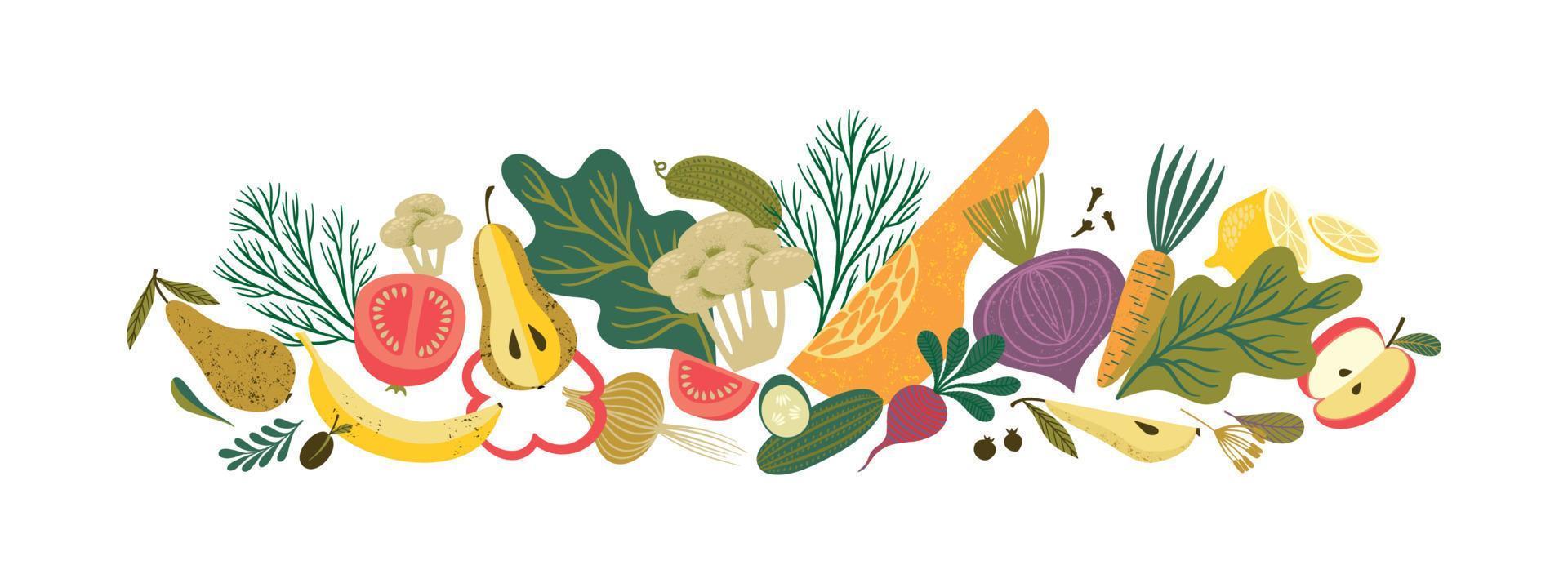 vector ilustración de frutas y vegetales. sano alimento. aislado elemento diseño