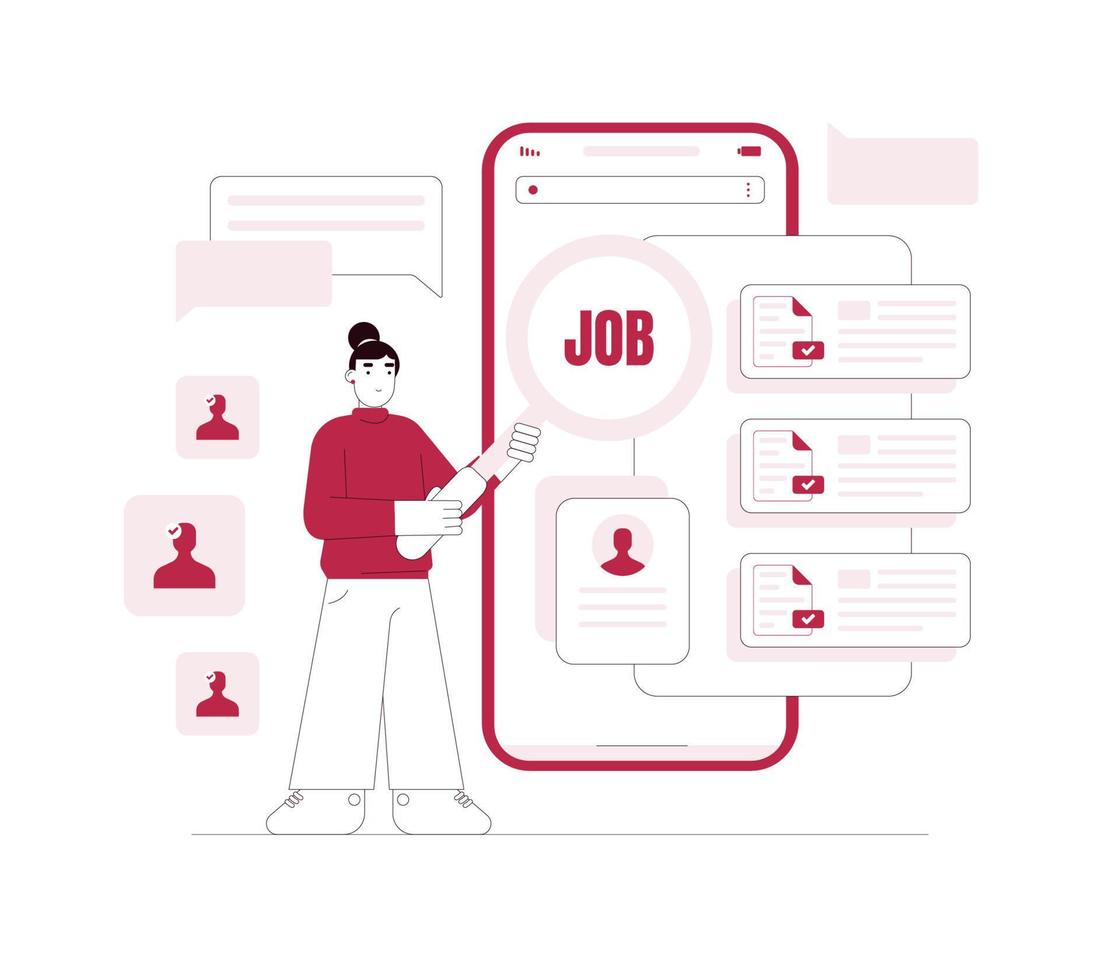 Job searching Specialists choosing best candidate for job, Profiles of various people with ranking, Company searching new employee, recruitment concept illustration vector