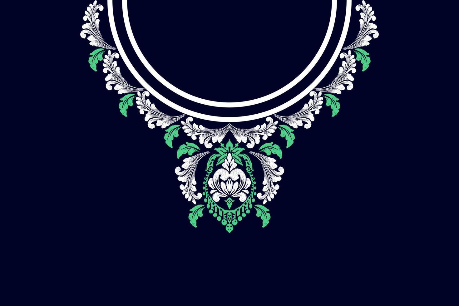 Embroidery neckline floral pattern. Beautiful ornament with colorful flowers. Fashion design. vector