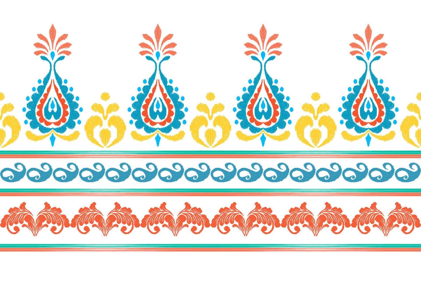 Abstract Hand Drawing Bohemian Ikat Ethnic Tribal Geometric Shapes Seamless Vector Pattern Isolated Background