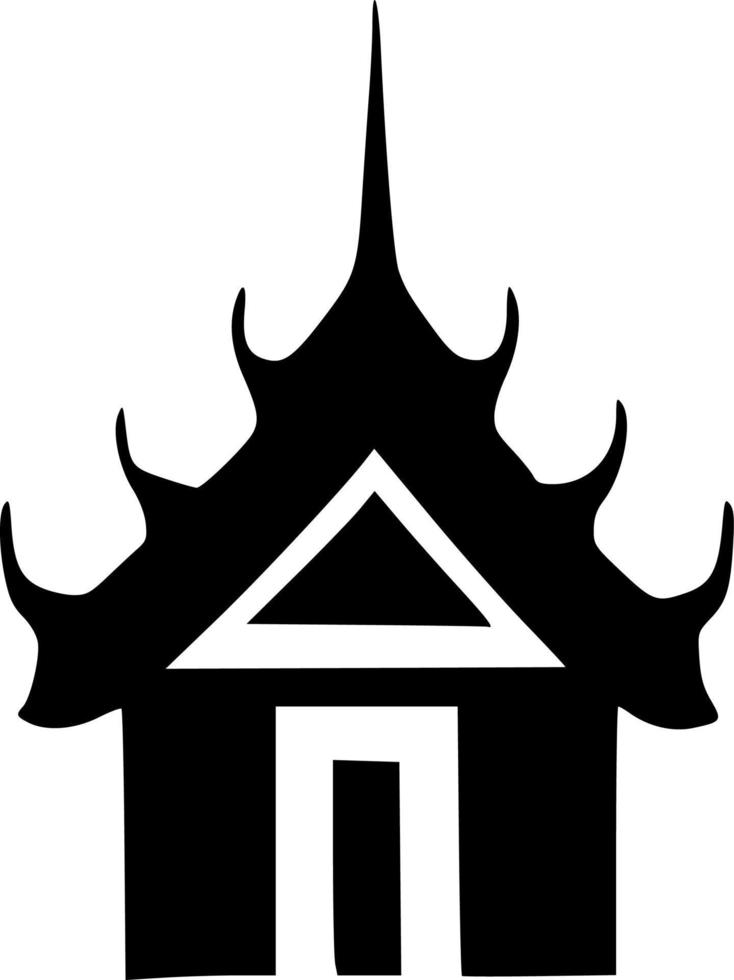 negro templo icono vector