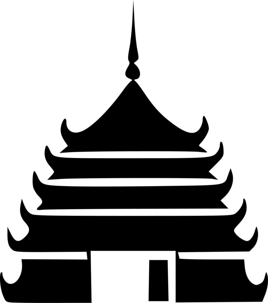 negro templo icono vector