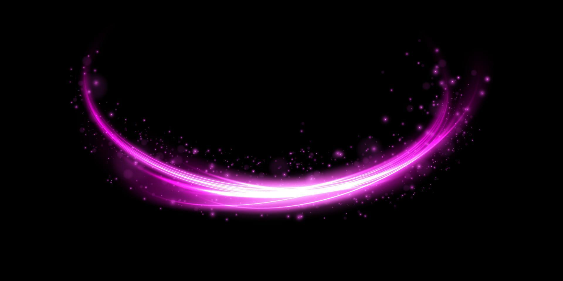 Abstract light lines of movement and speed in purple. Light everyday glowing effect. semicircular wave, light trail curve swirl, car headlights, incandescent optical fiber png. vector