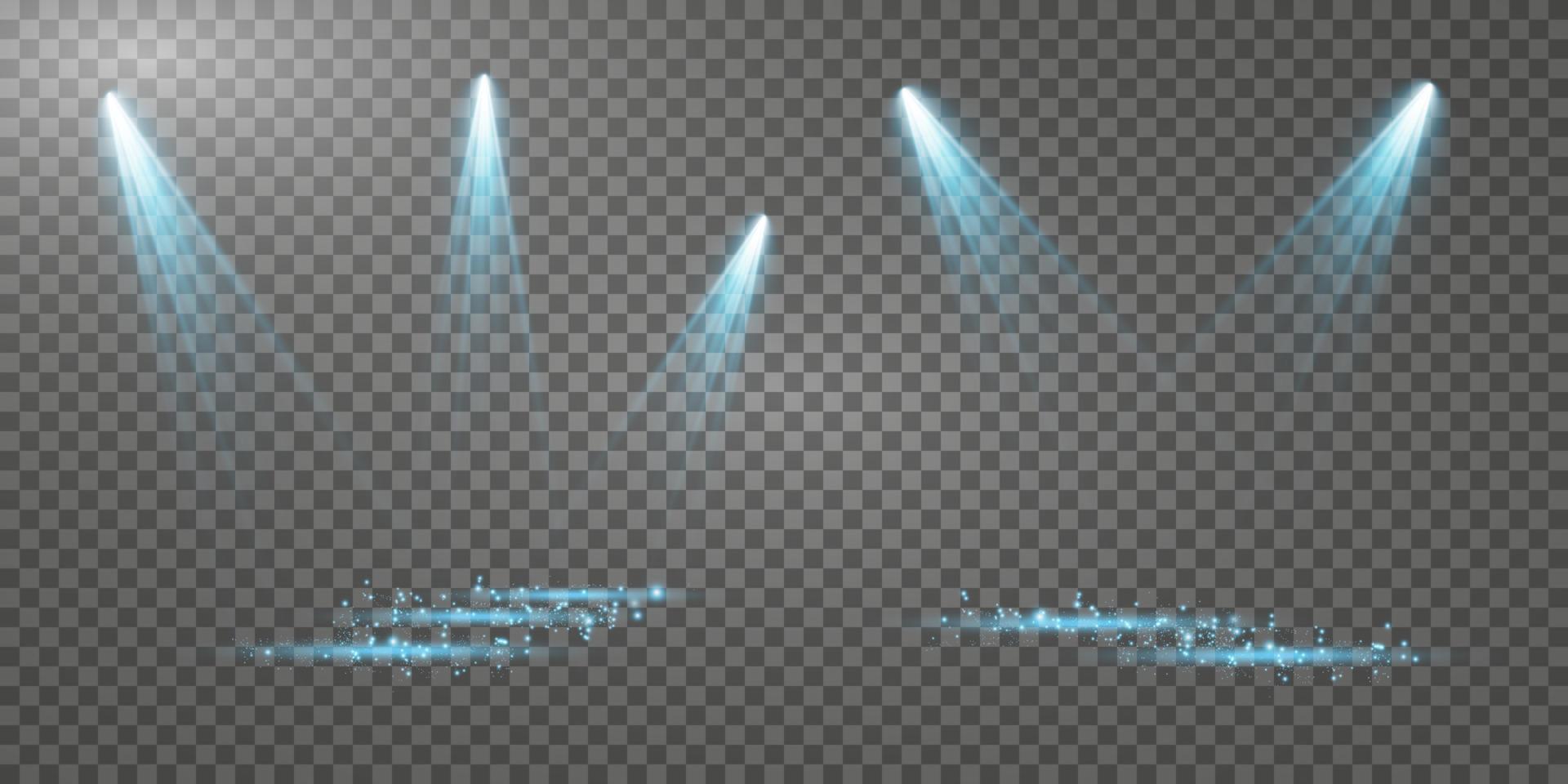 Blue Spotlights. Scene. Light Effects. Glow light effect. vector