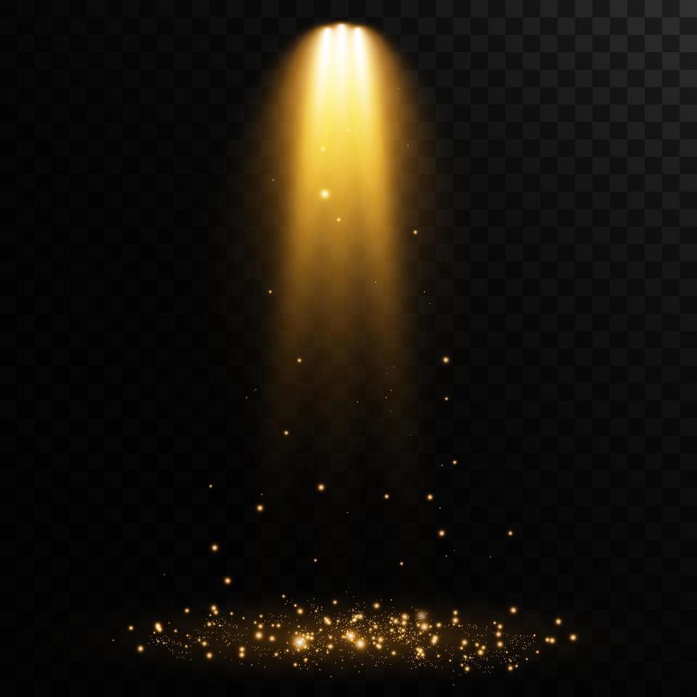 Vector golden Spotlights. Scene. Light Effects. Glow light effect.