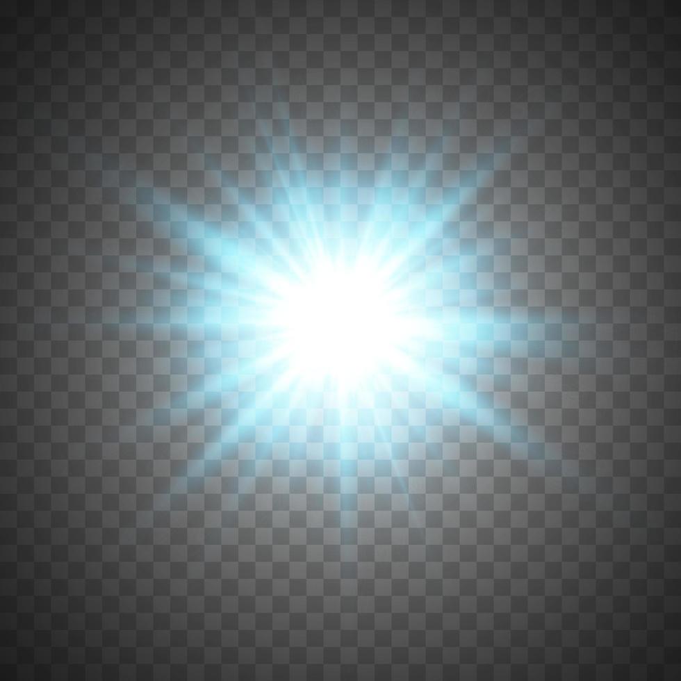 Blue rays with lens flare, vector illustration