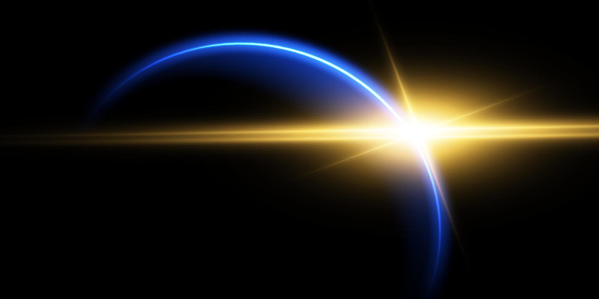 The edge of a golden solar eclipse on a black background. Golden eclipse for product advertising, natural phenomena, horror concept and others. vector