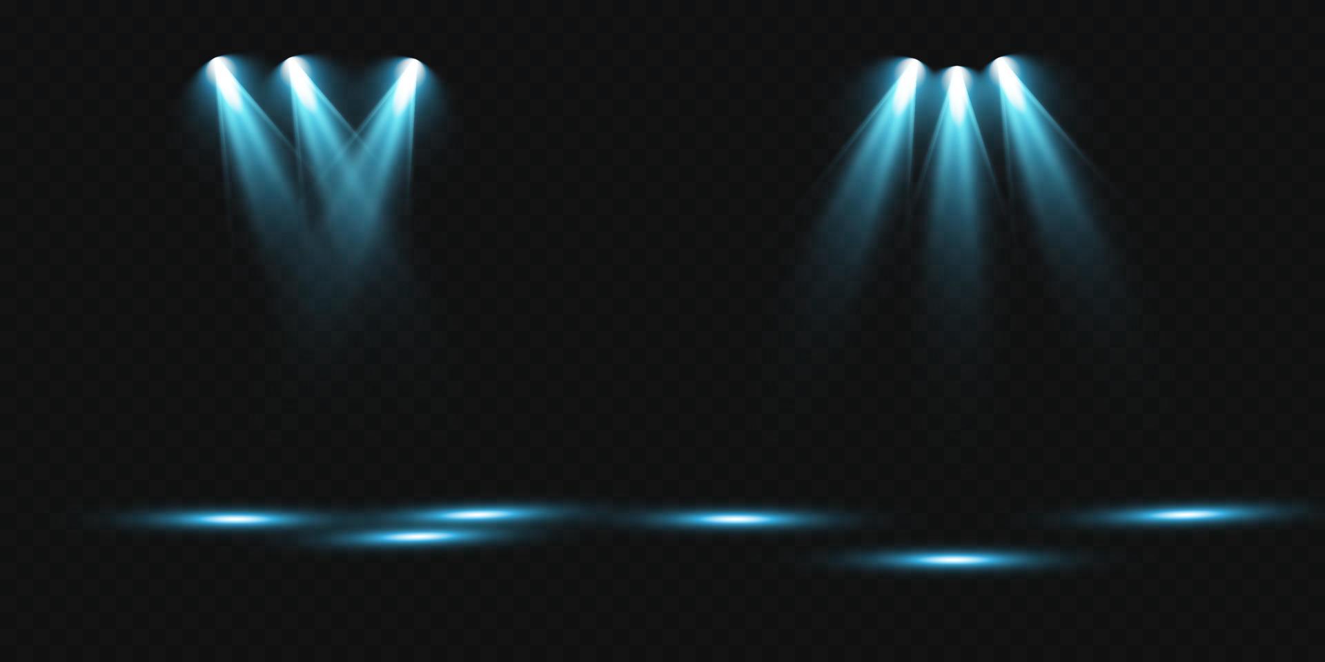 Blue Spotlights. Scene. Light Effects. Glow light effect. vector