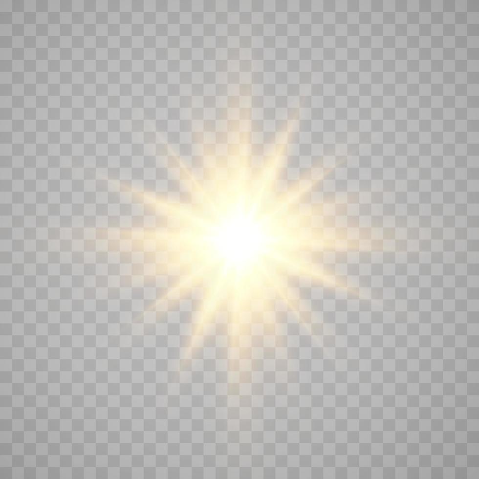 Golden rays with lens flare, vector illustration