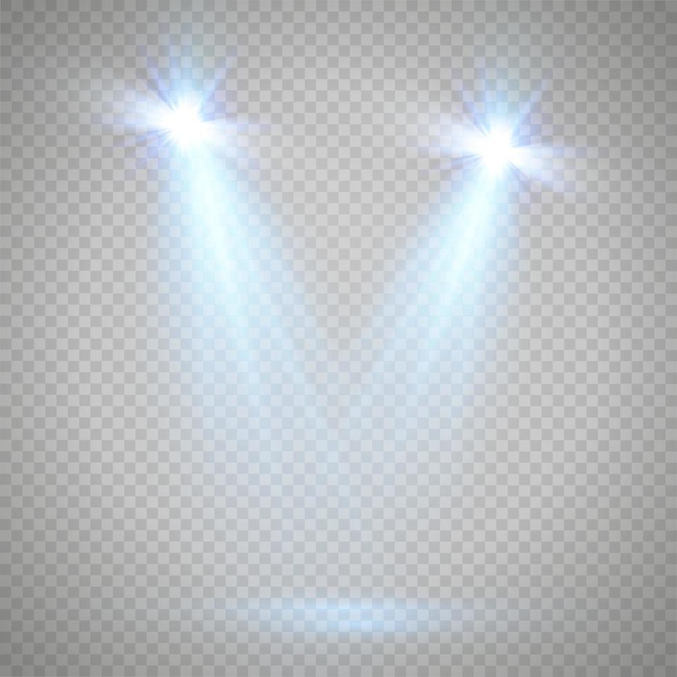 Vector blue Spotlights. Scene. Light Effects. Glow light effect.