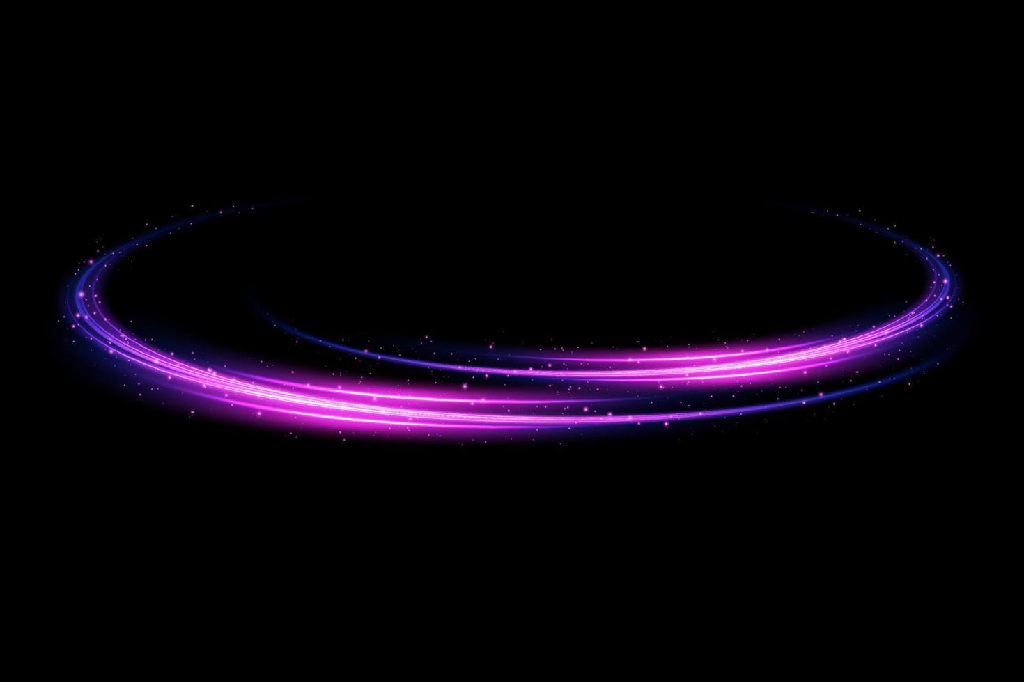 Abstract light lines of movement and speed with purple color glitters. Light everyday glowing effect. semicircular wave, light trail curve swirl vector