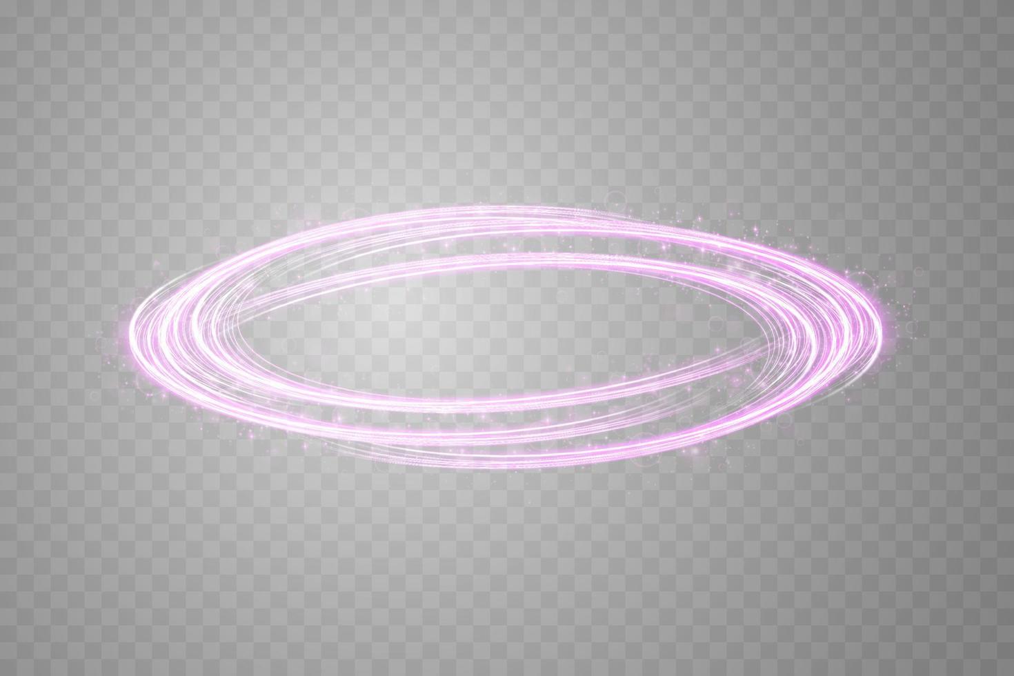 Abstract light lines of movement and speed in purple. Light everyday glowing effect. semicircular wave, light trail curve swirl vector