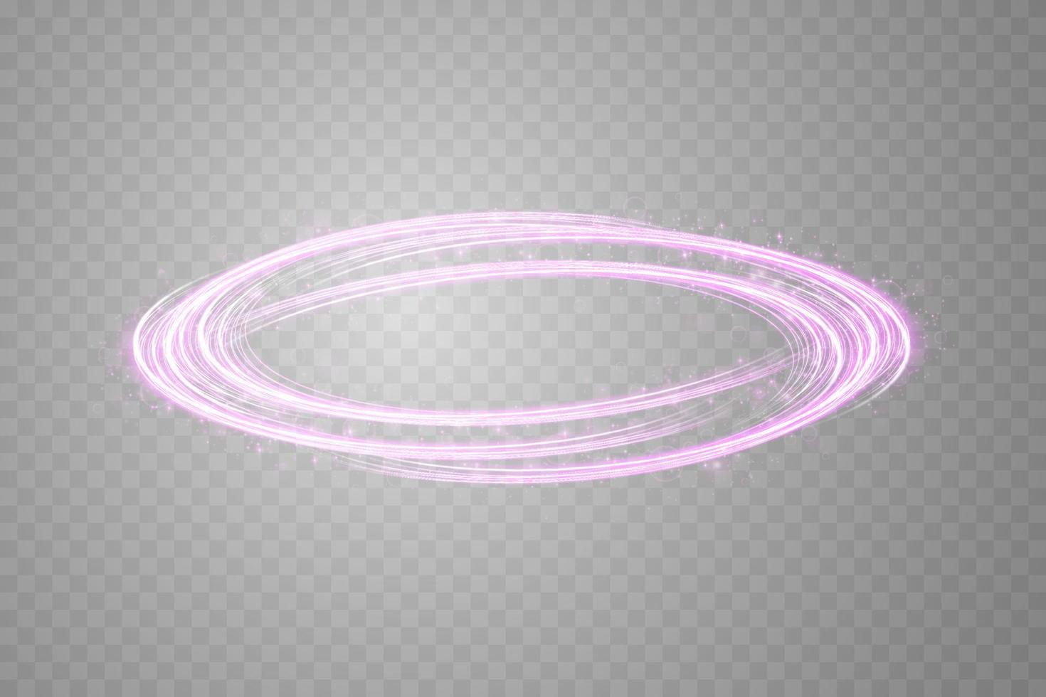 Abstract light lines of movement and speed in purple. Light everyday glowing effect. semicircular wave, light trail curve swirl vector