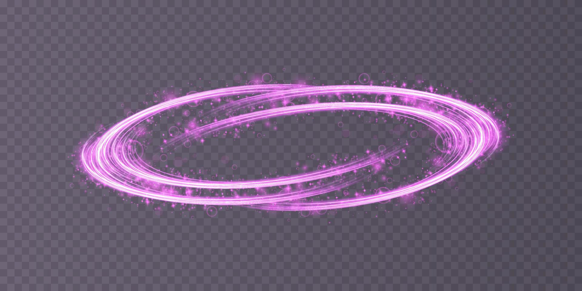 Abstract light lines of movement and speed in purple. Light everyday glowing effect. semicircular wave, light trail curve swirl vector