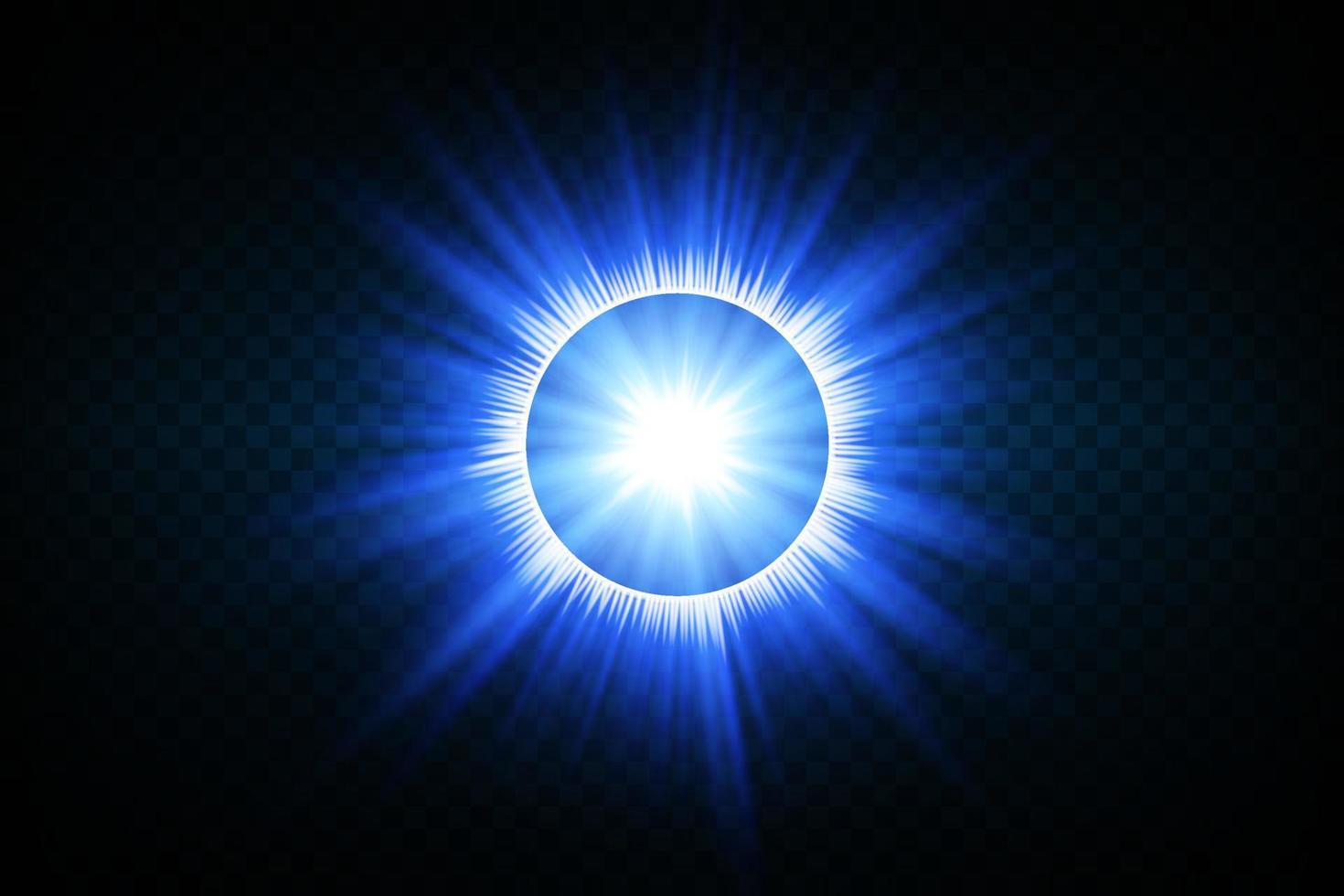 Glow light effect with white and blue sparks shining with special light. White glowing light. Starlight from rays. The sun is illuminated. Bright beautiful star. Sun light vector