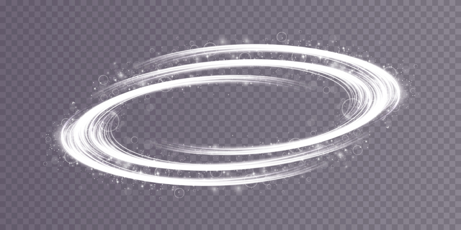 Magic spiral with sparkles. White light effect. Glitter particles with