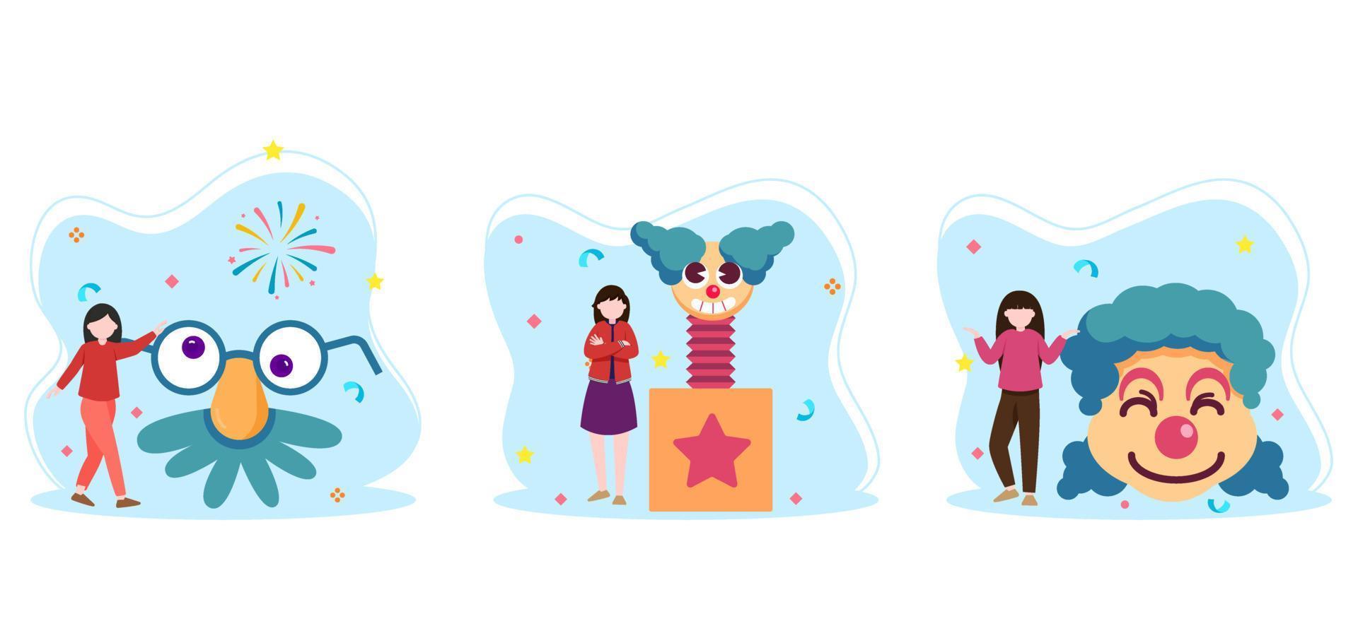 April Fools Bundle Flat Design vector