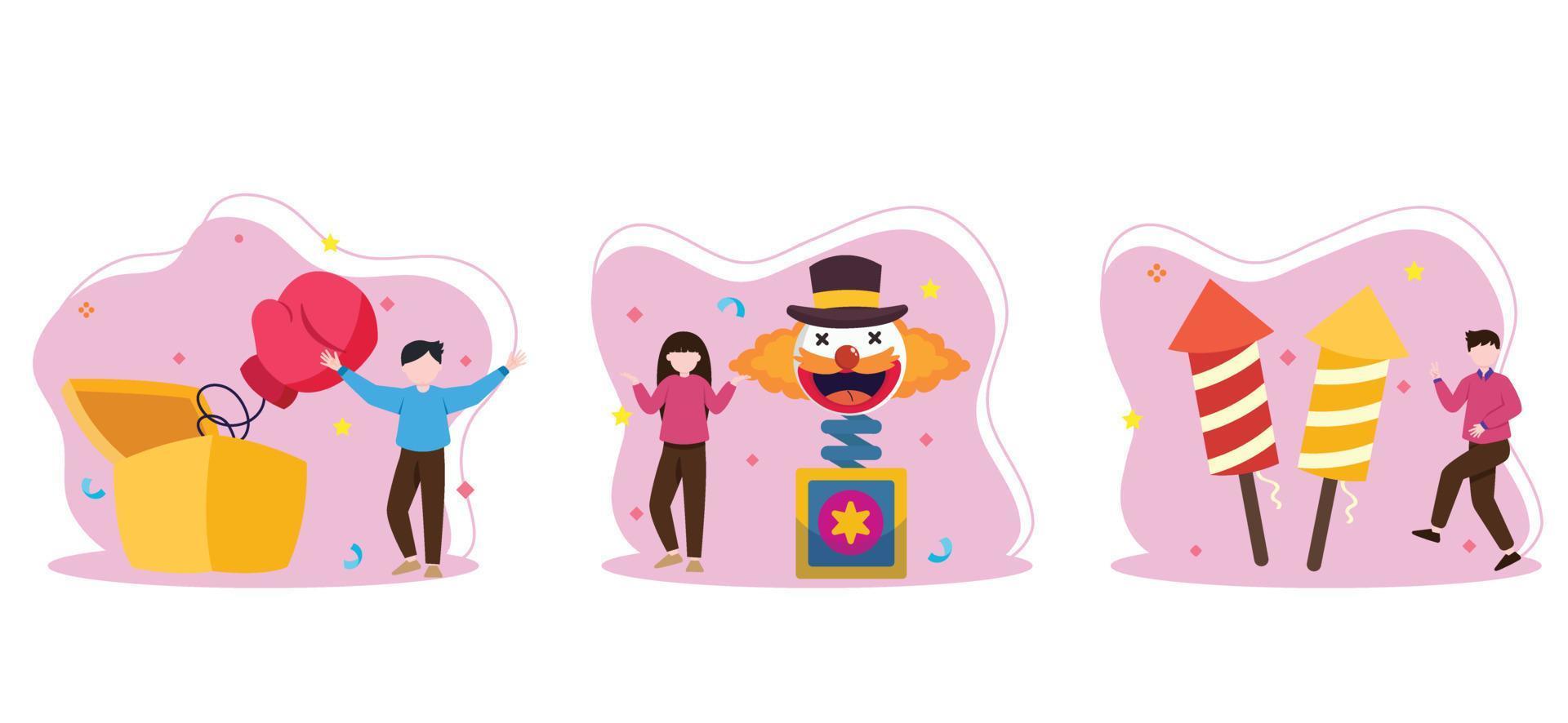 April Fools Bundle Flat Design vector
