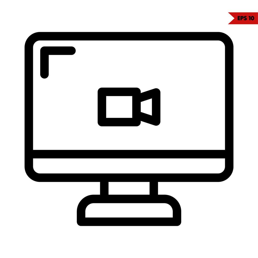 camera video in monitor computer line icon vector