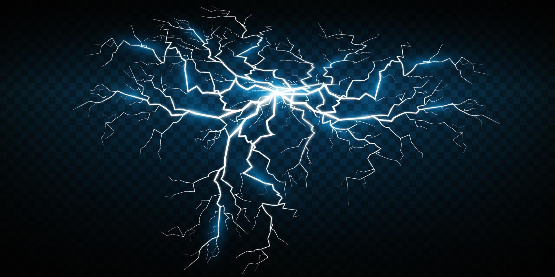 Lightning magical and bright light effect. Thunderstorm with lightning vector