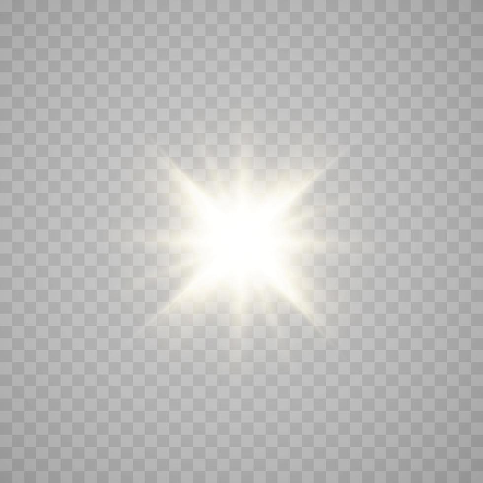 Golden star, on a black background, the effect of glow and rays of light, glowing lights, sun.vector. vector