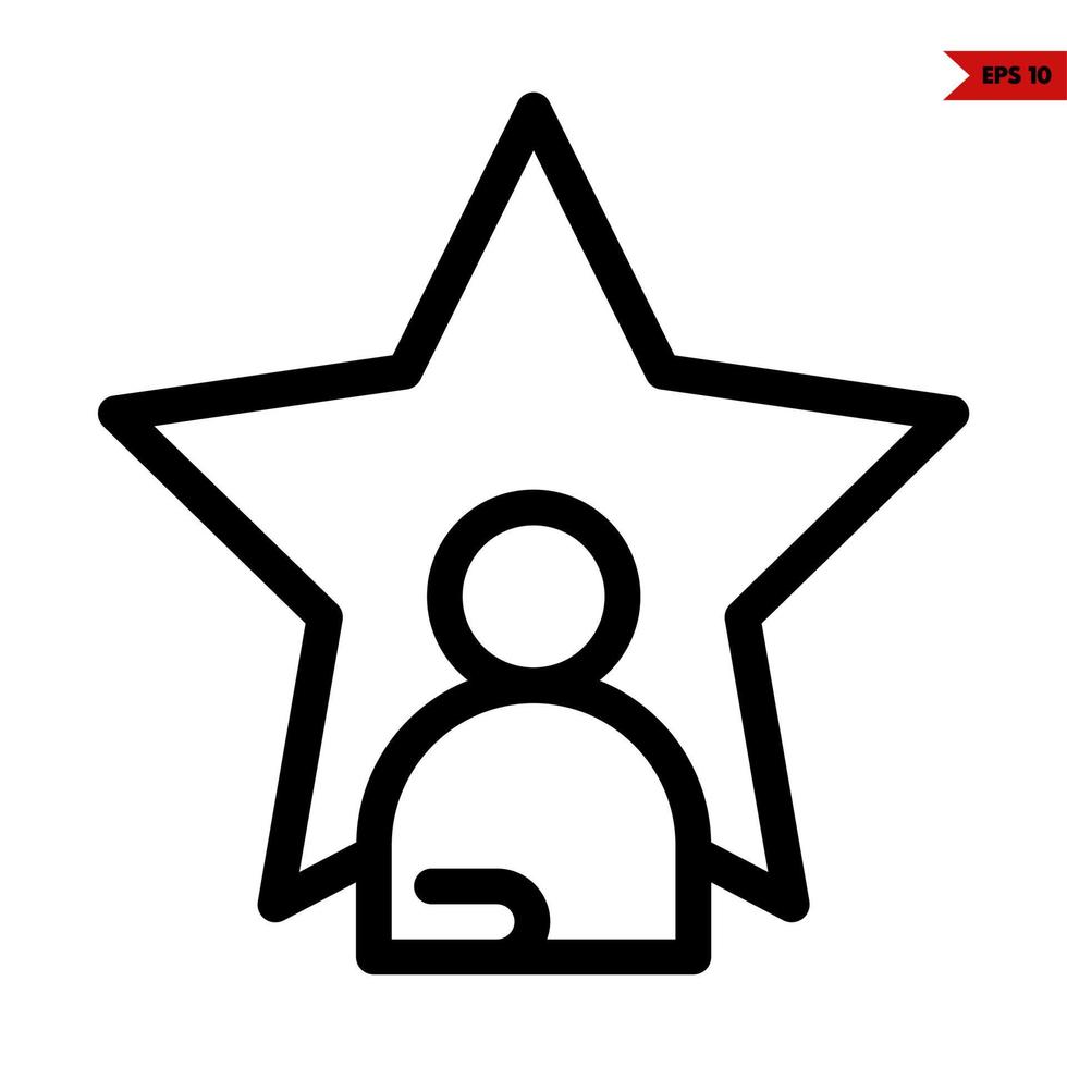 person with star line icon vector