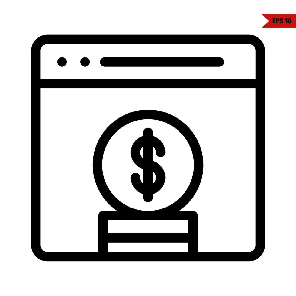 money in monitor line icon vector