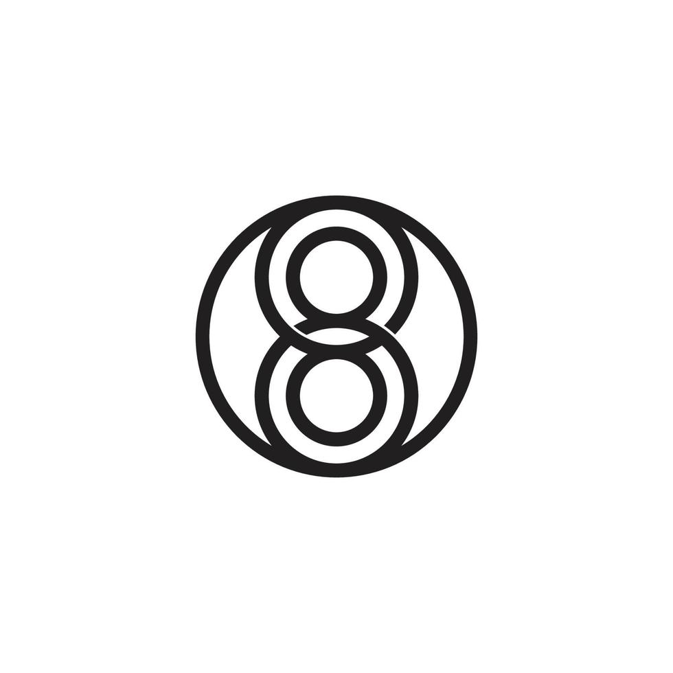 number 8 linked overlapping circles logo vector