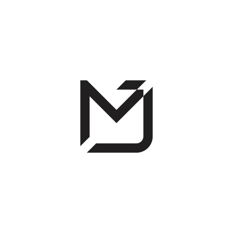 letter mj simple motion line geometric arrow logo vector