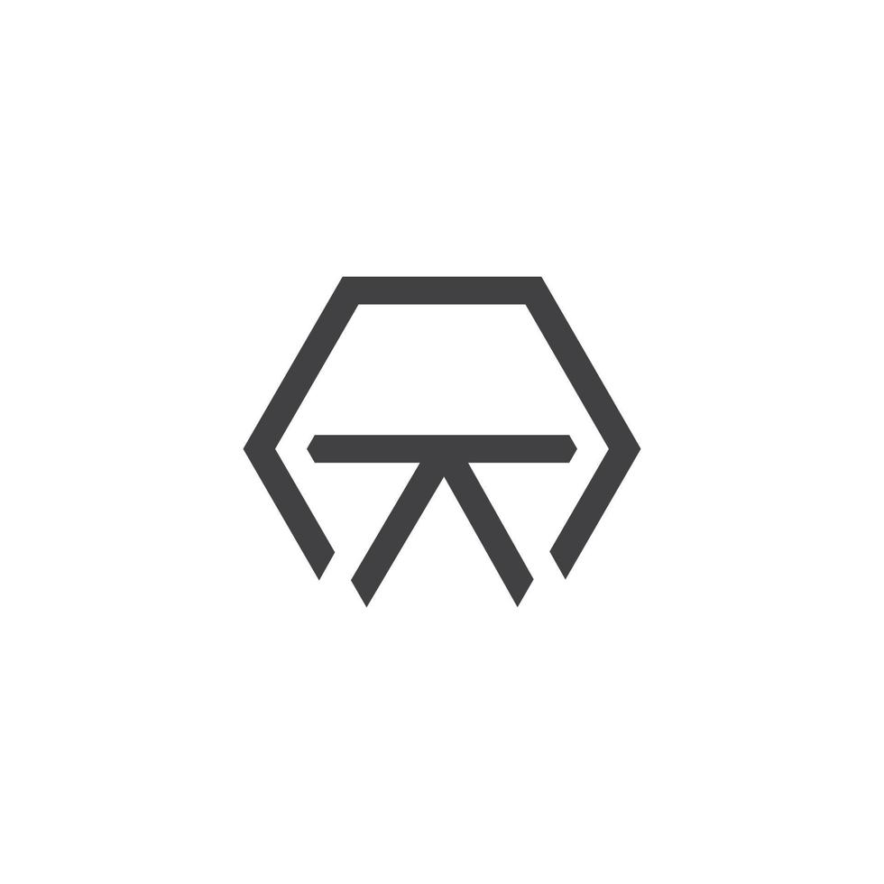 abstract letter nt geometric hexagon line design logo vector
