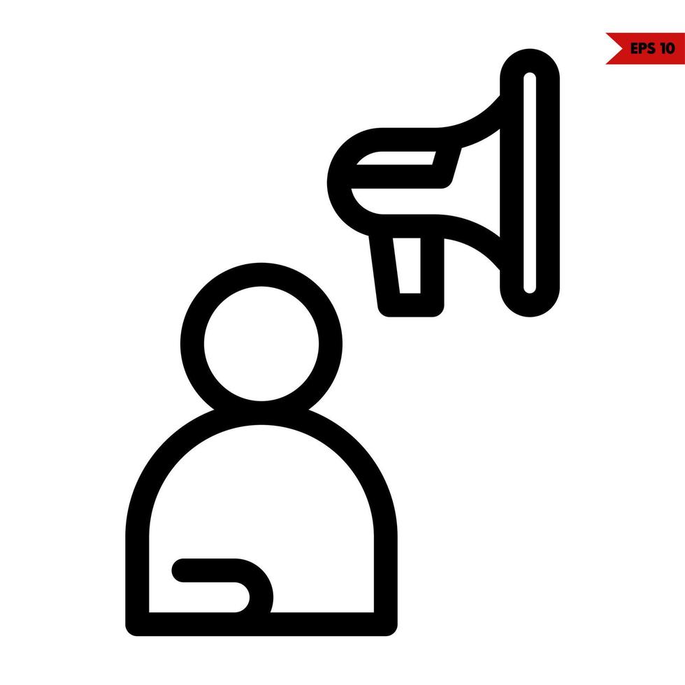 megaphone with person line icon vector