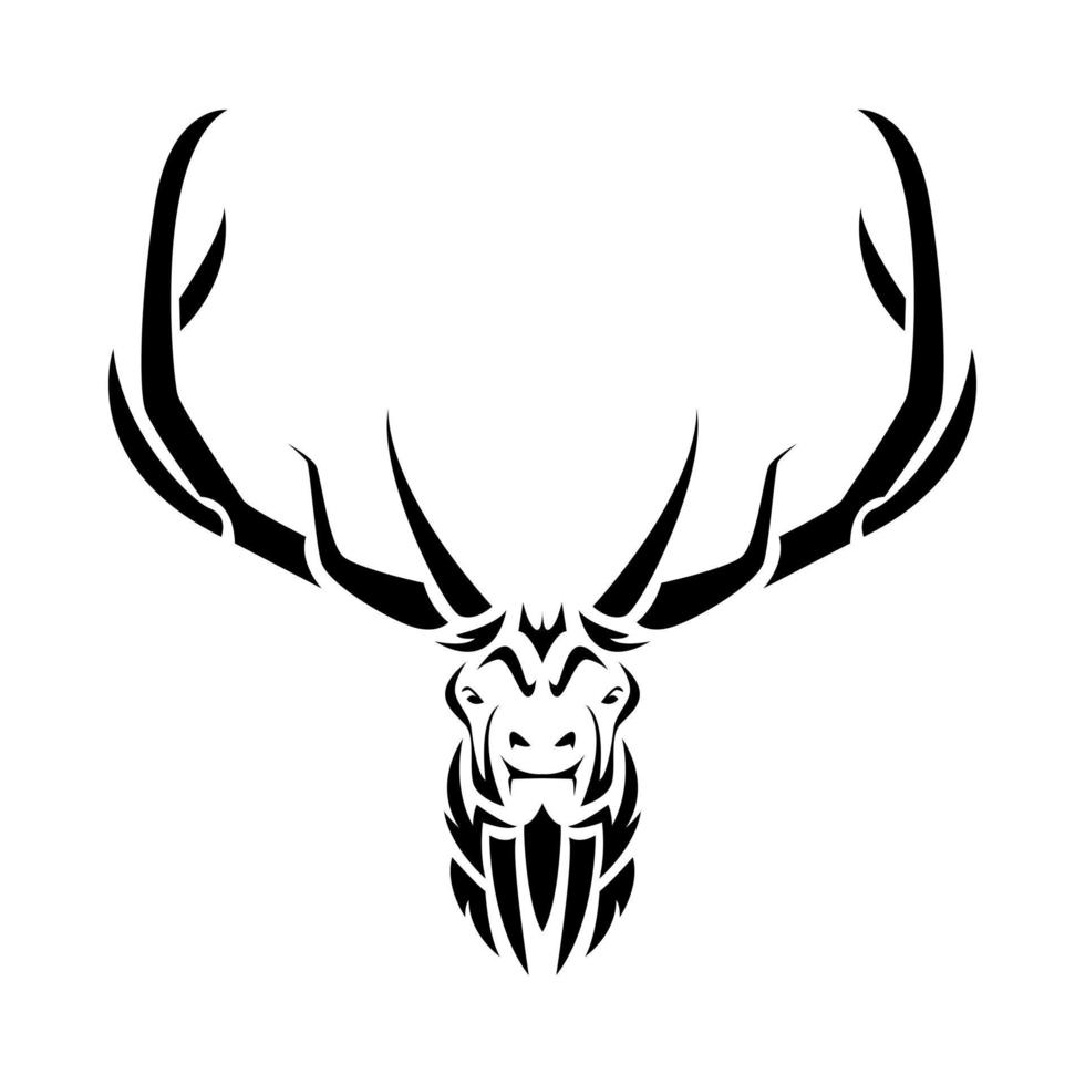 big deer, elk head in tribal tattoo style. animal, wild, hunting concept. suitable for print, sticker, and other designs. vector illustration.