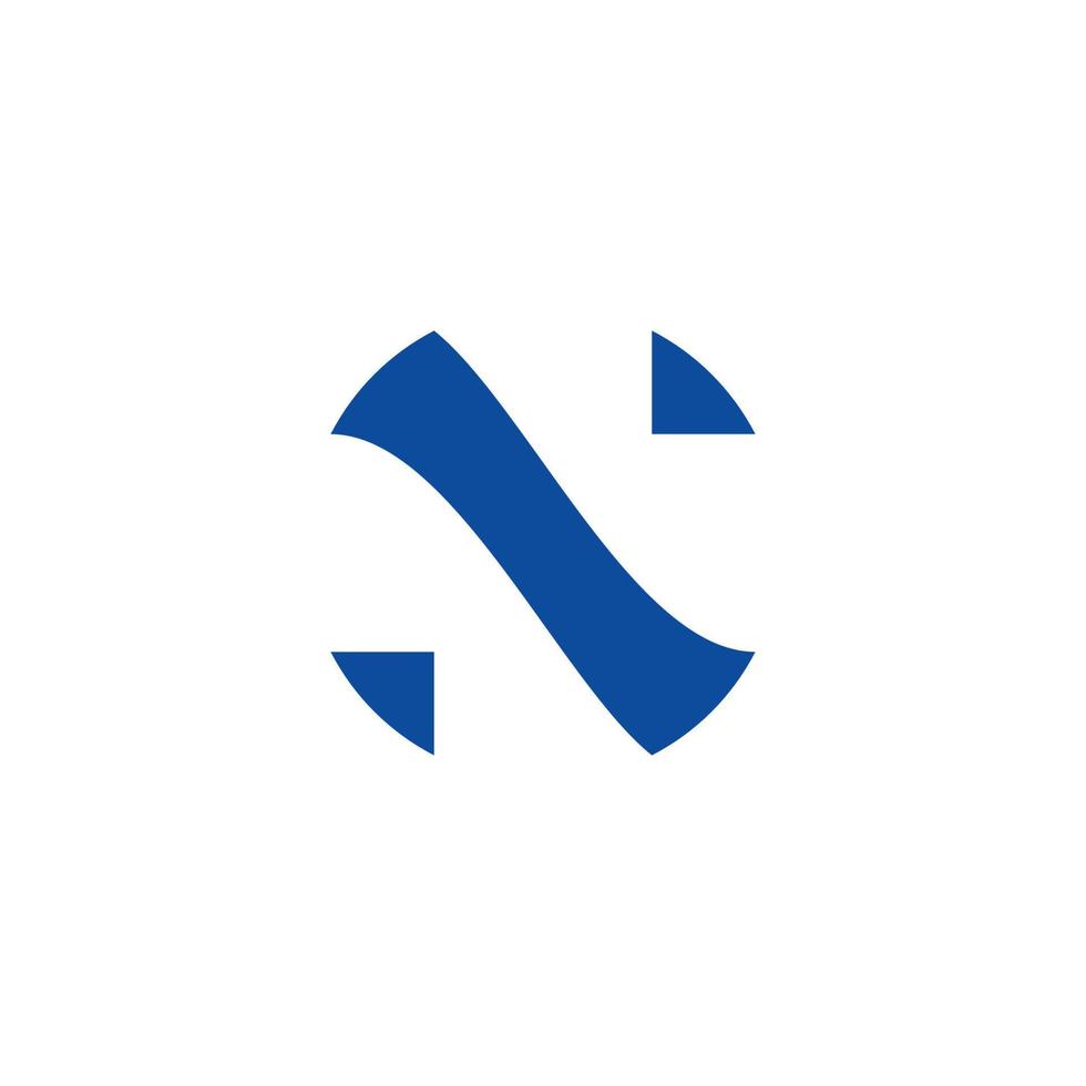 letter n simple geometric negative space logo vector