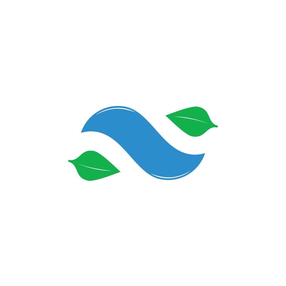 leaf wave water simple design natural symbol logo vector