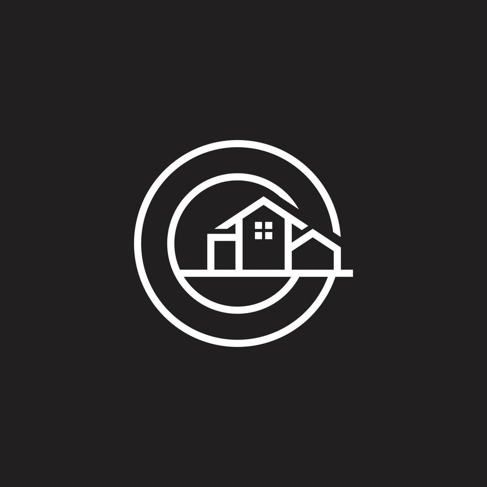 letter g home property round logo vector