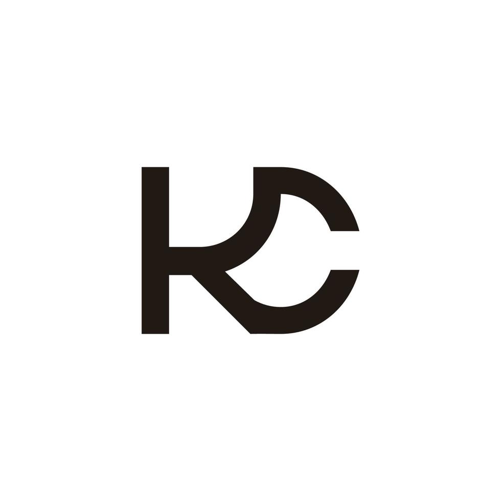 letter kc simple geometric line linked logo vector