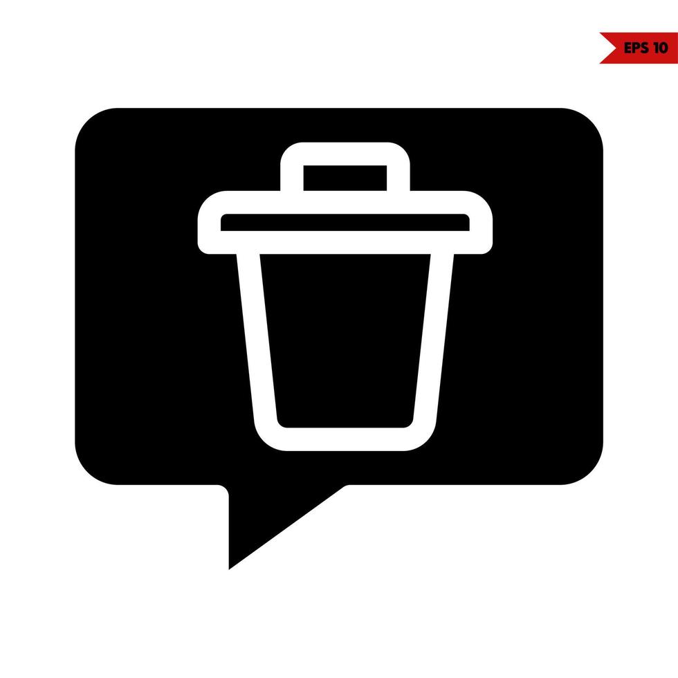 rubbish bin in space bubble glyph icon vector