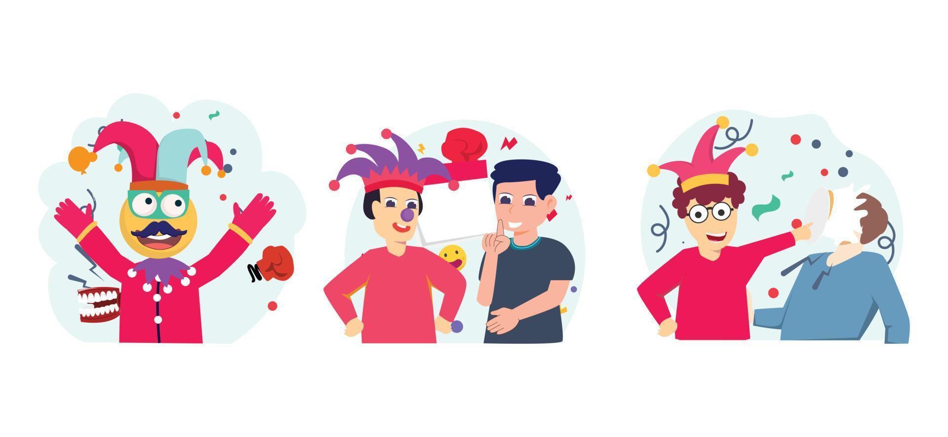 April Fools Flat Bundle Design vector