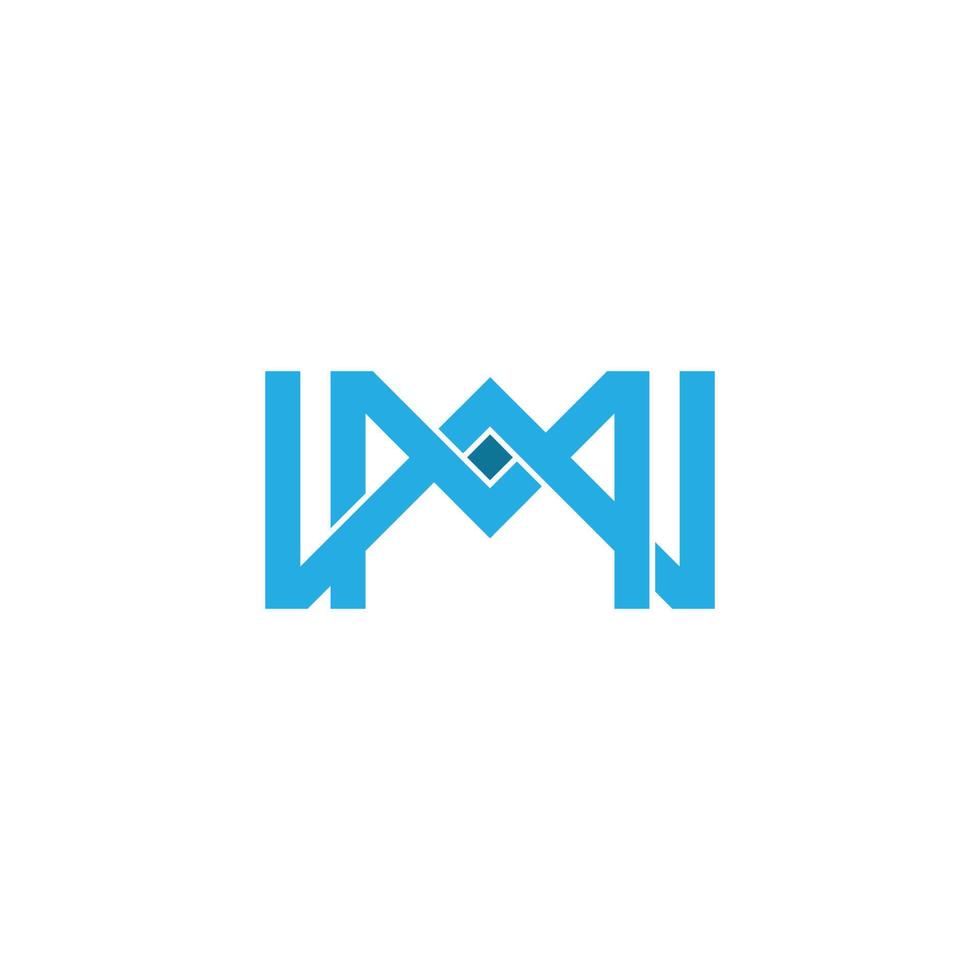 letter wm simple geometric line blue diamond logo vector
