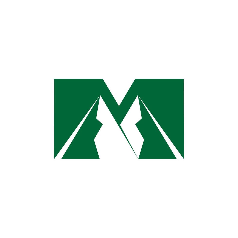 letter m mountain geometric simple negative space logo vector