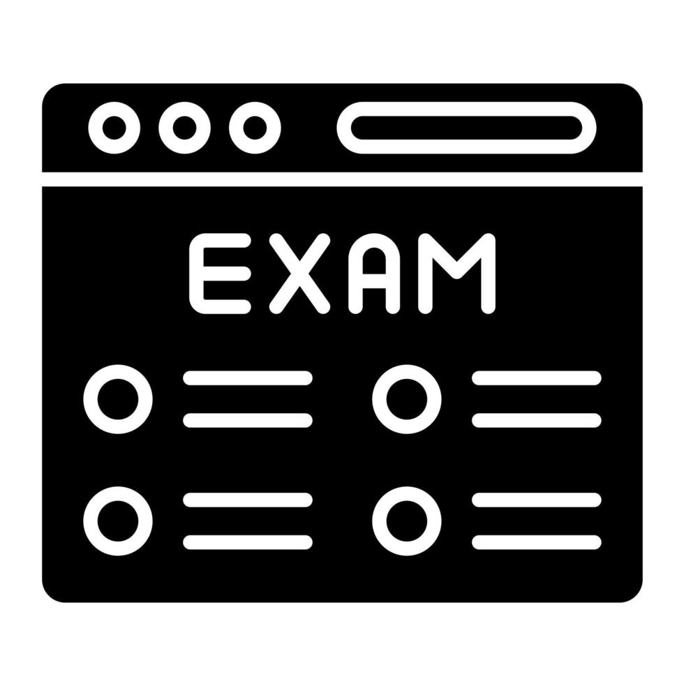 icono de vector de examen en línea