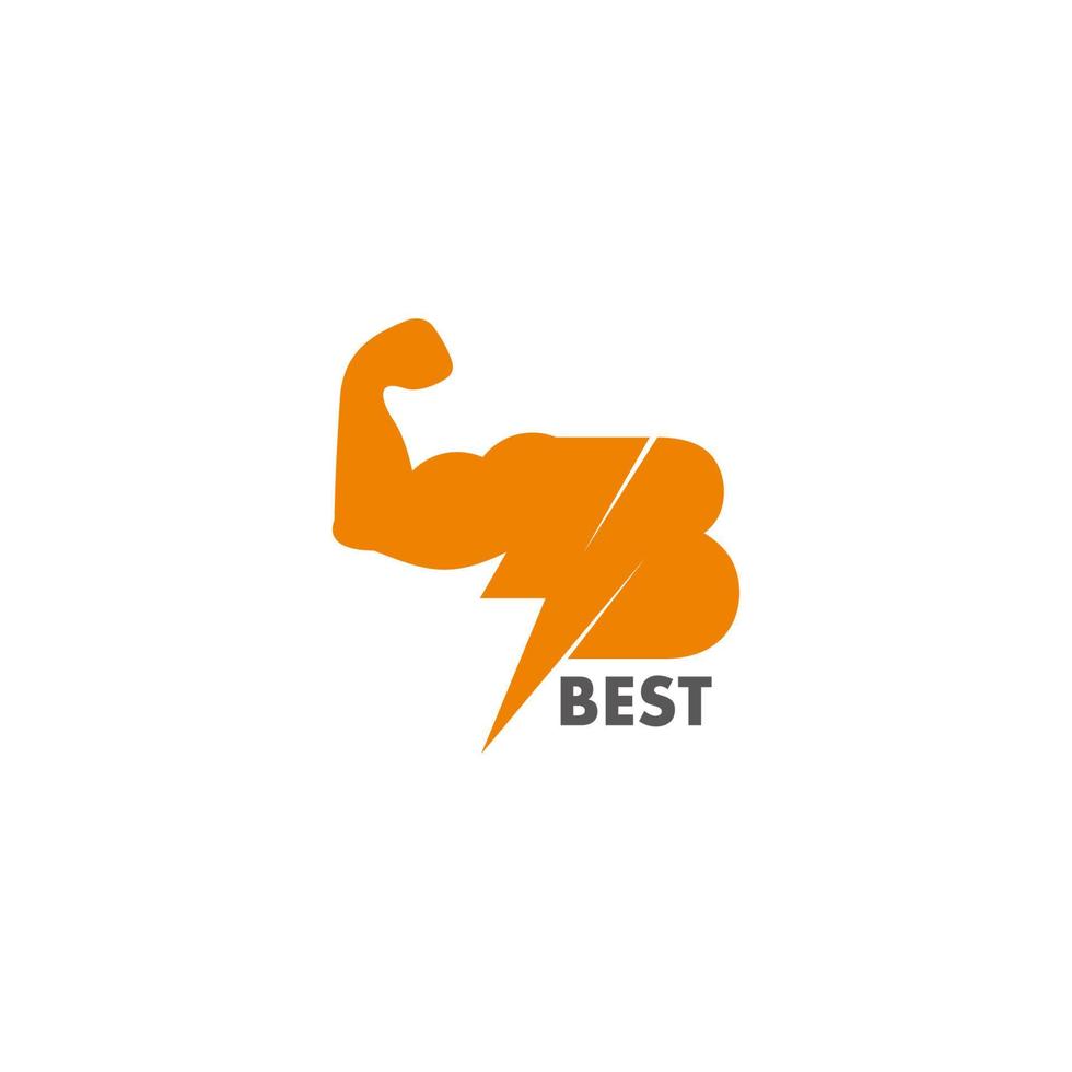 letter b strong arm best powerful decoration symbol vector