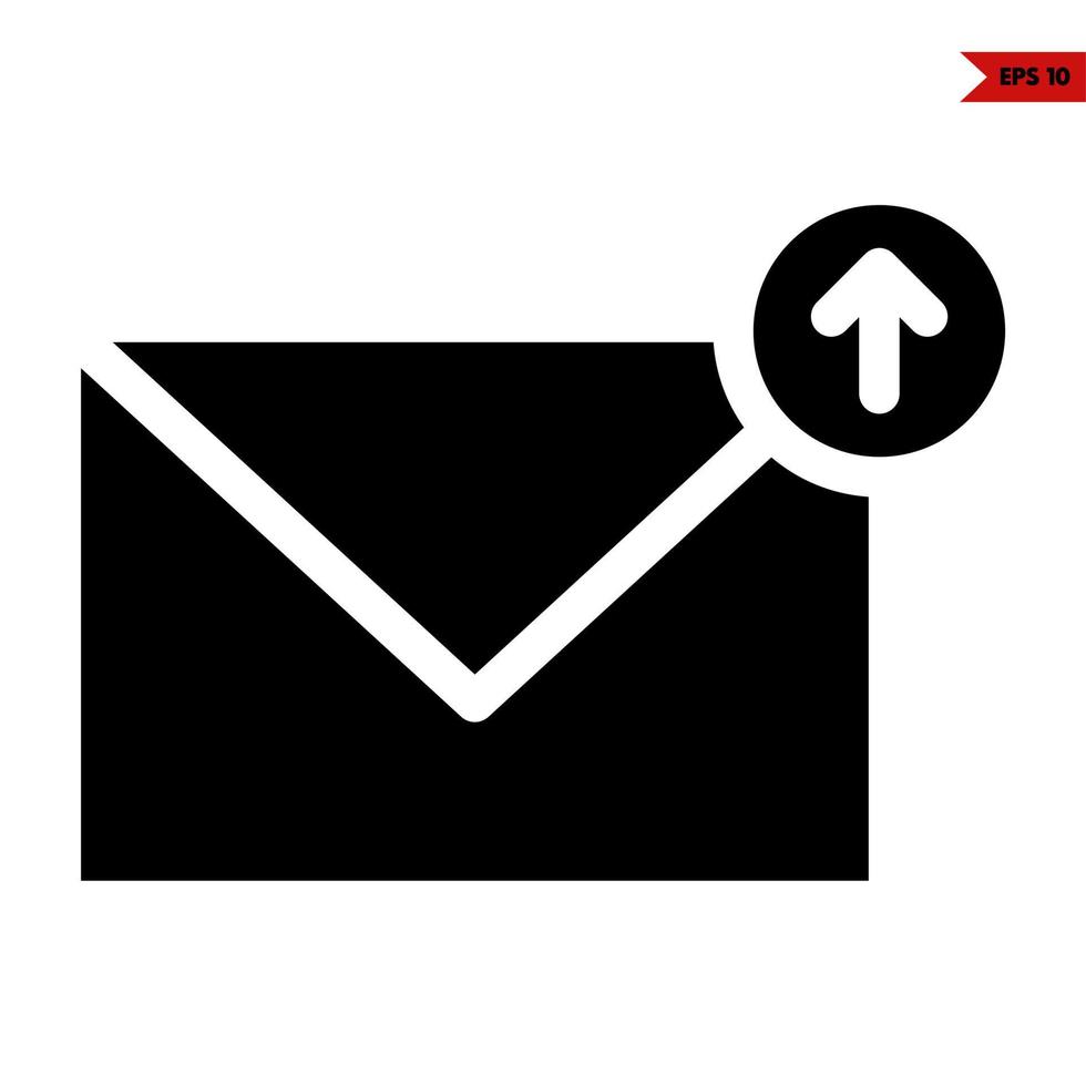 mail and arrow in button glyph icon vector