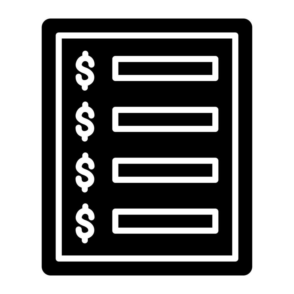 Price List vector icon