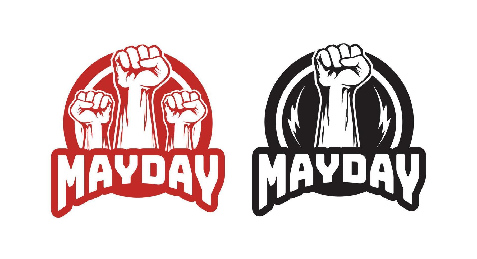 Happy labor day may day fist hand vector image illustrations