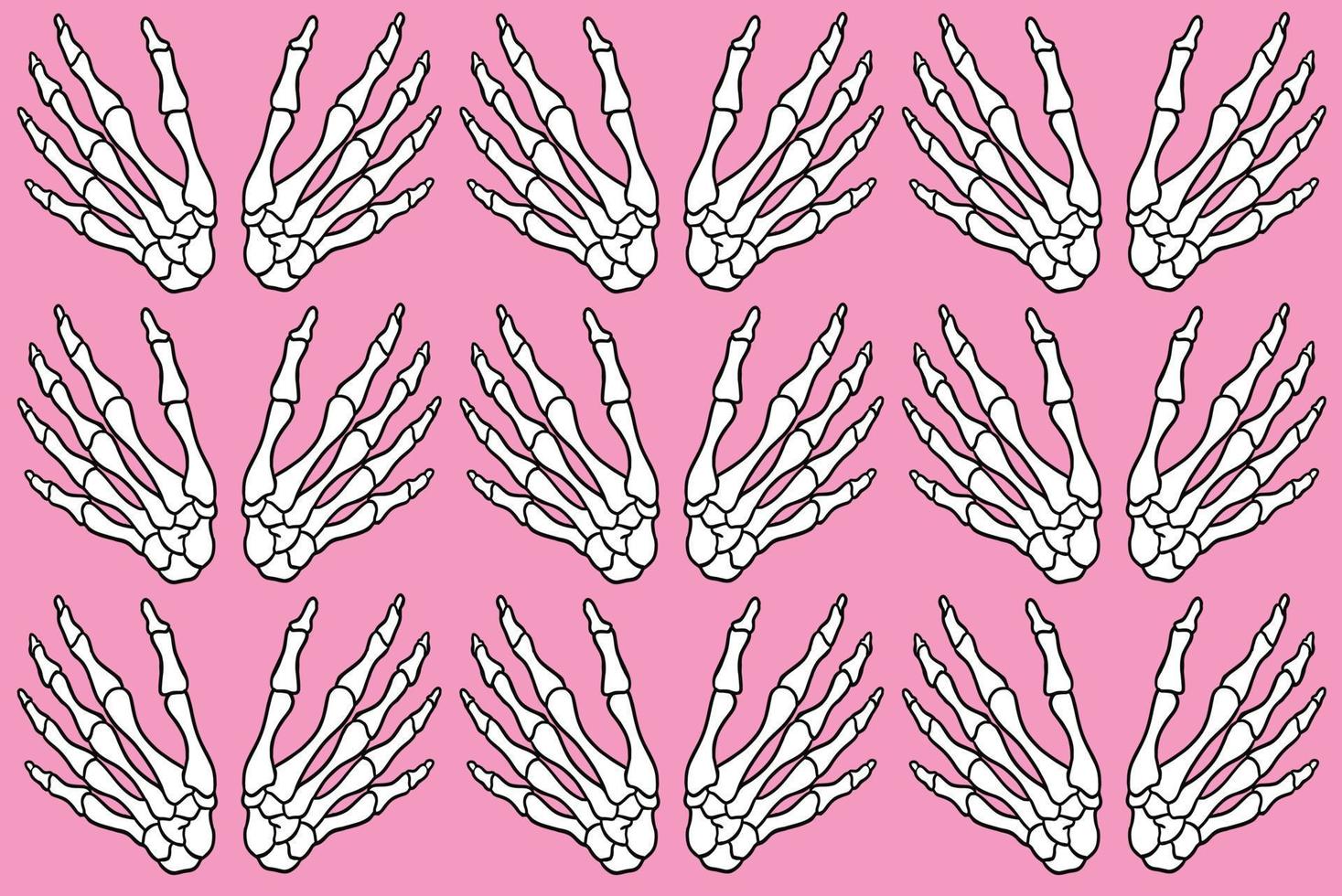 hand skeleton pattern pink vector image