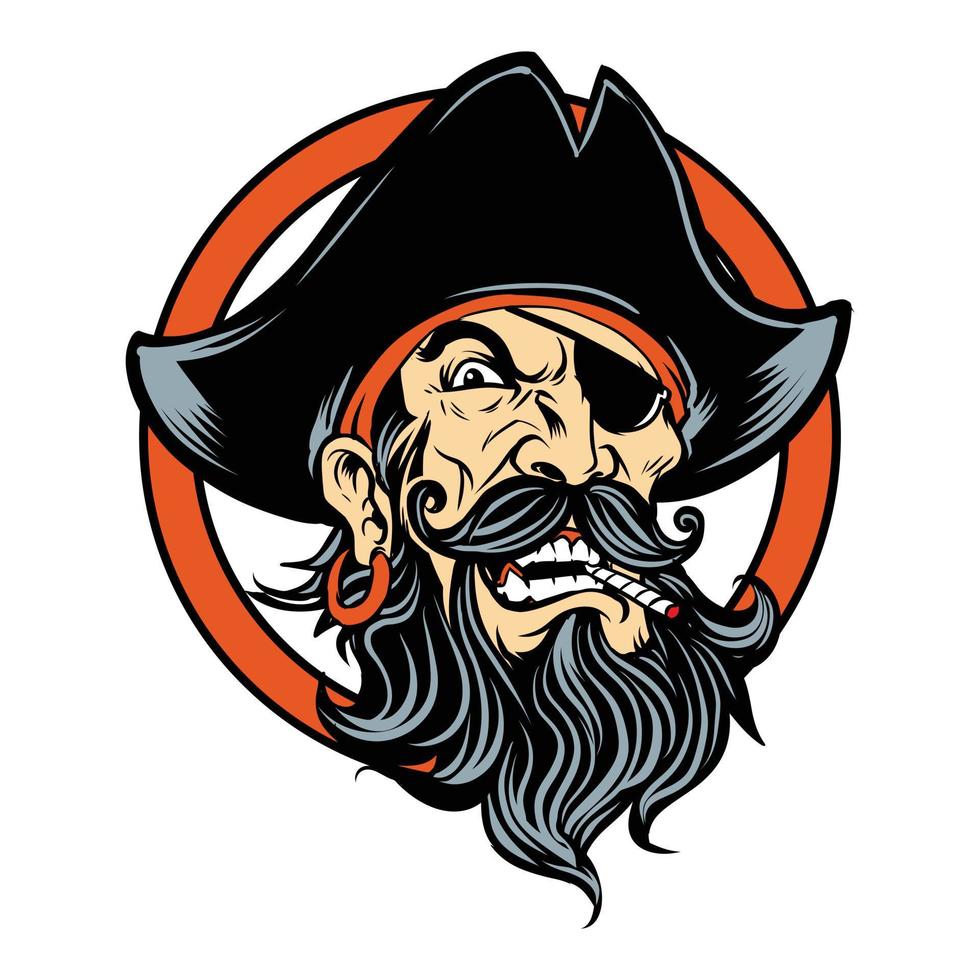 Pirate face angry vector image illustrations
